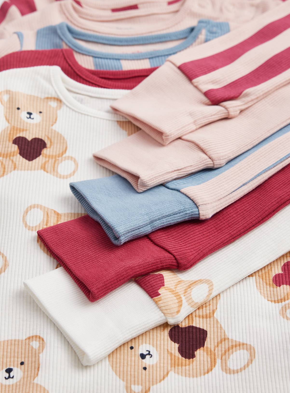 Bear & Stripe Prints Pyjamas 5 Pack 18-24 months - Image 2